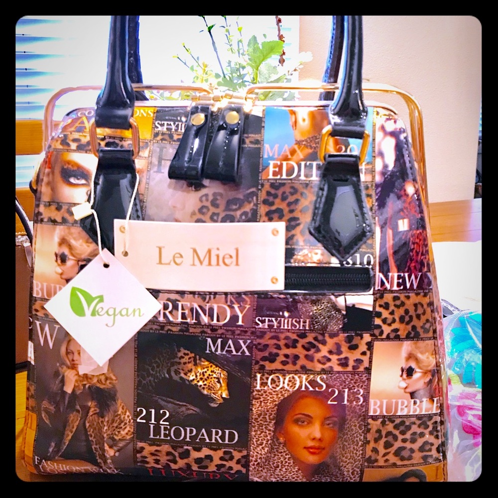 Le Miel Patent Magazine Cover Handbag